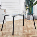 Modern Minimalist Rectangular Glass Dining Table with 0.31' Tempered