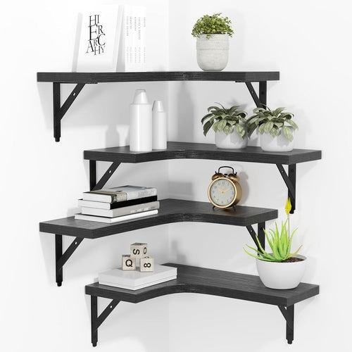 Corner Floating Wall Shelves Rustic Set of 4