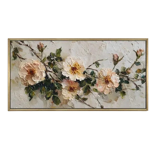 Botanical Canvas Wall Art with Golden Frame